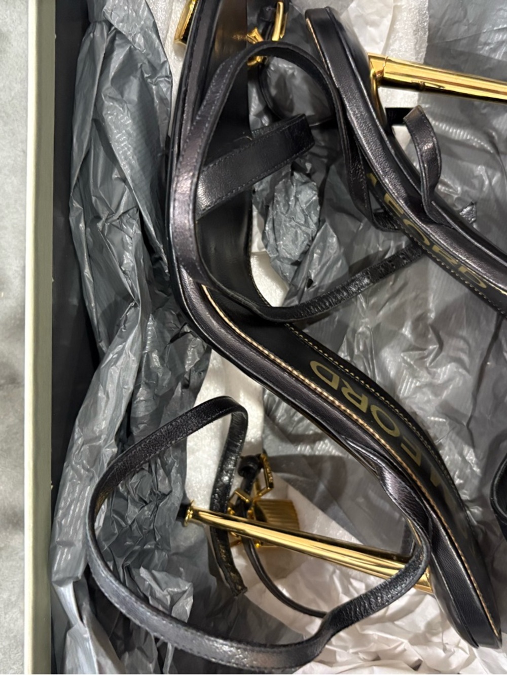Tom Ford Padlock Heels- black and gold hardware - Picture 3 of 11